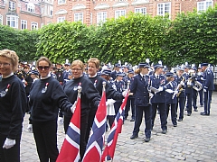 Her er korpset under mottakelsen hos borgermesteren i Blokhus. 